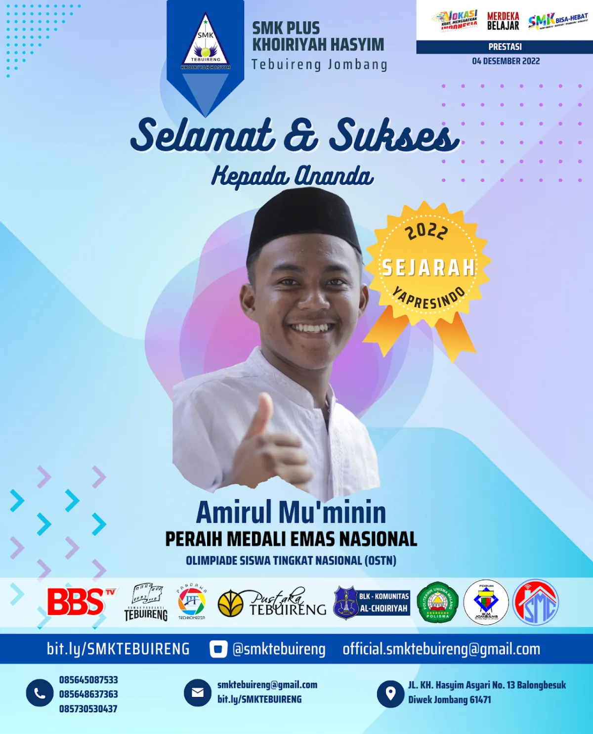 2022 - EMAS OLIMPIADE SISWA TINGKAT NASIONAL (OSTN) (SEJARAH) TAHUN 2022